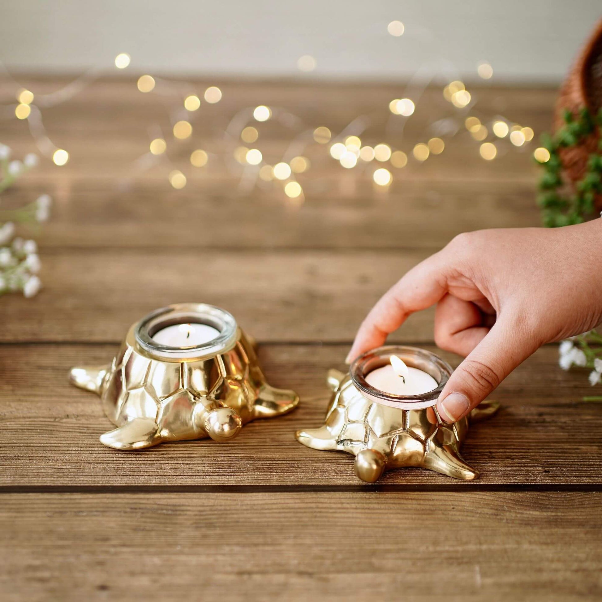 Metal Pair of Swans Candle Holders, (with candles) - Behoma