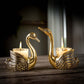 Metal Pair of Swans Candle Holders, (with candles) - Behoma