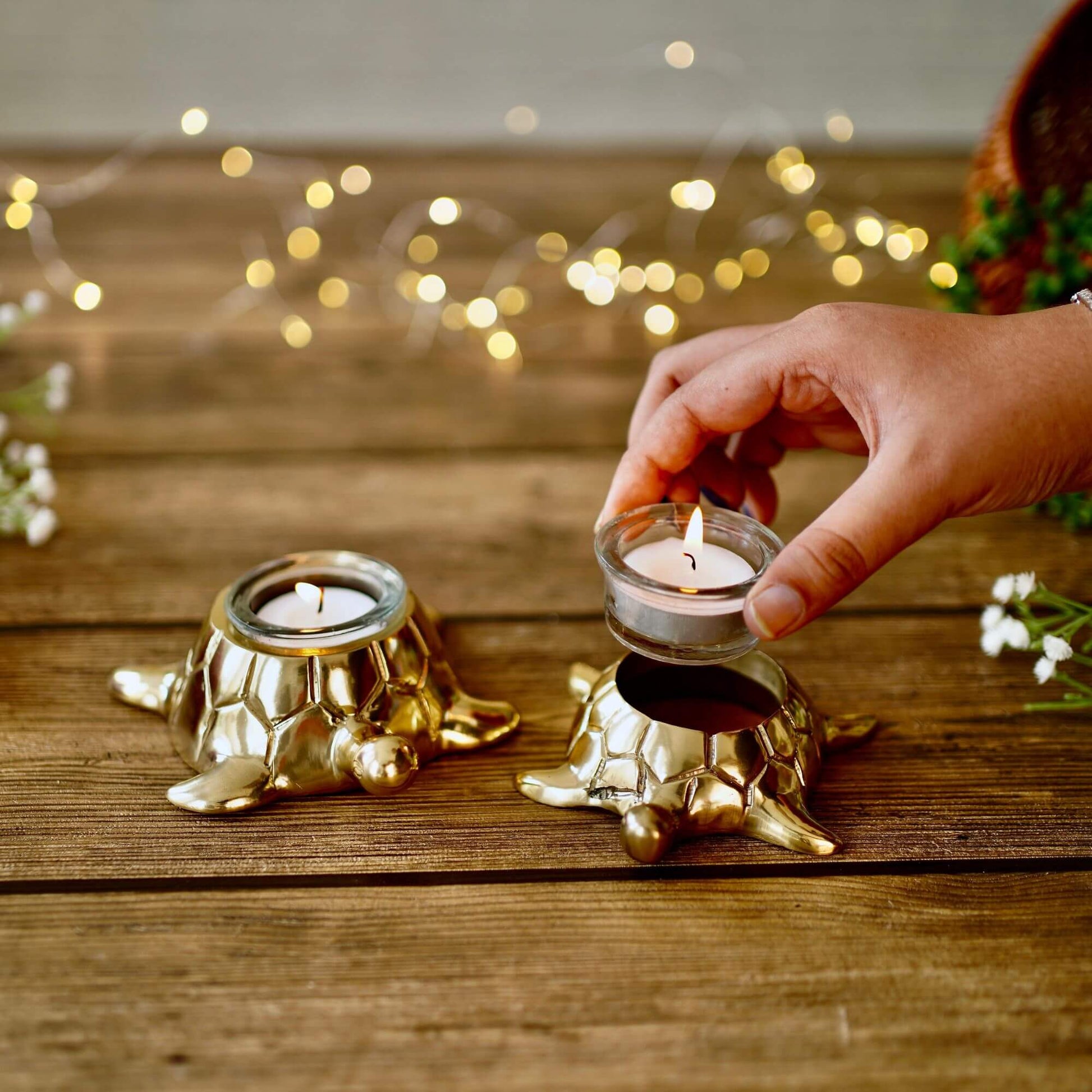 Metal Pair of Swans Candle Holders, (with candles) - Behoma