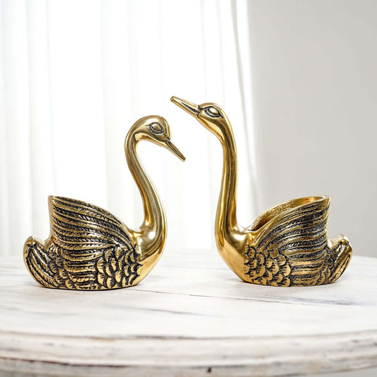 Metal Pair of Swans Figure Ornament - Behoma