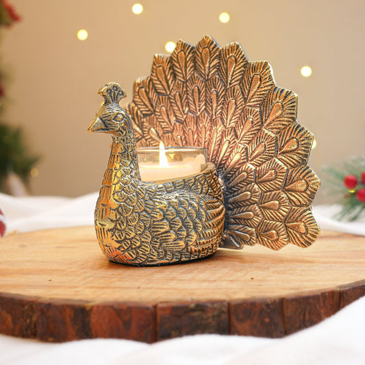 Metal Peacock Candle Holder - Behoma