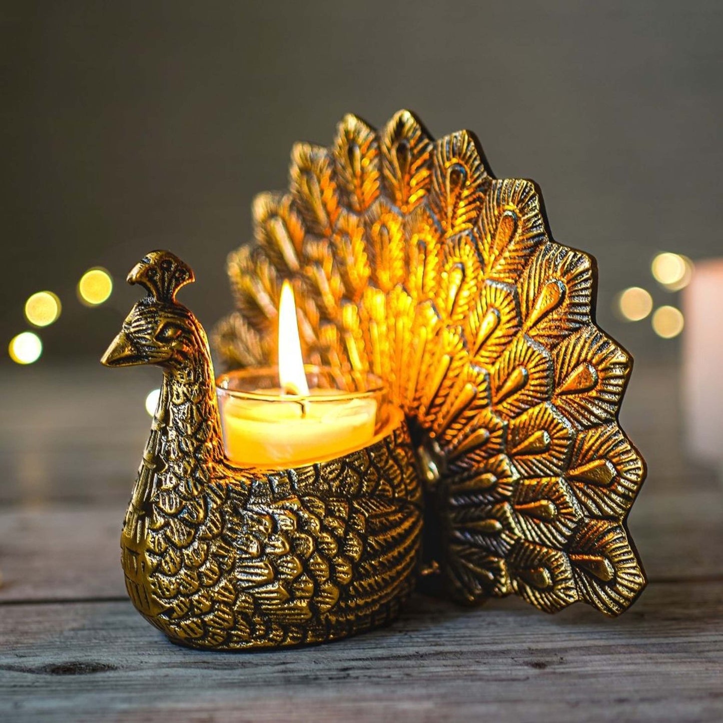 Metal Peacock Candle Holder - Behoma