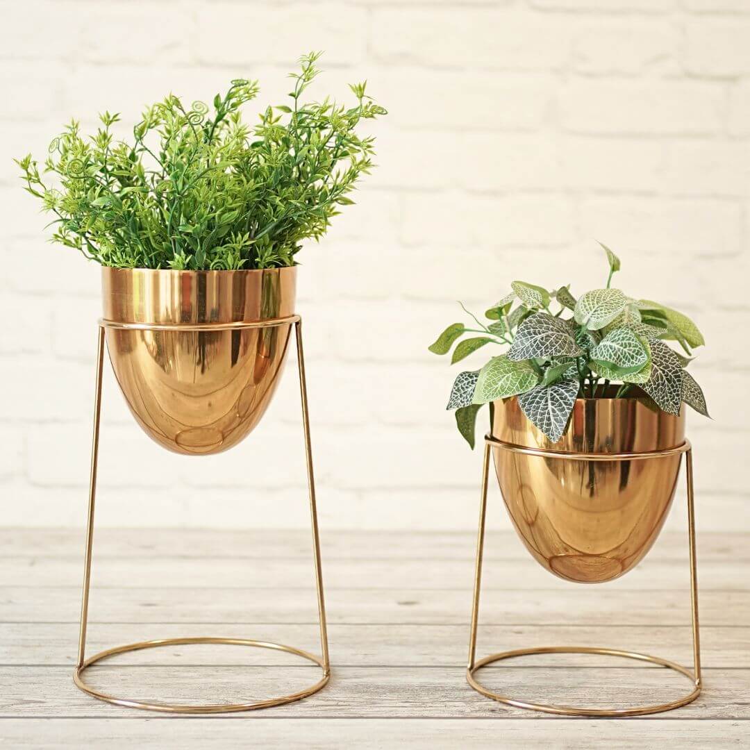 Metal Planter with Round Gold Stand