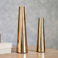 Metal Slim Cone Flower Vase, Gold, Set - 8.1'' & 10.6'' - Behoma