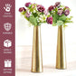 Metal Slim Cone Flower Vase, Gold, Set - 8.1'' & 10.6'' - Behoma