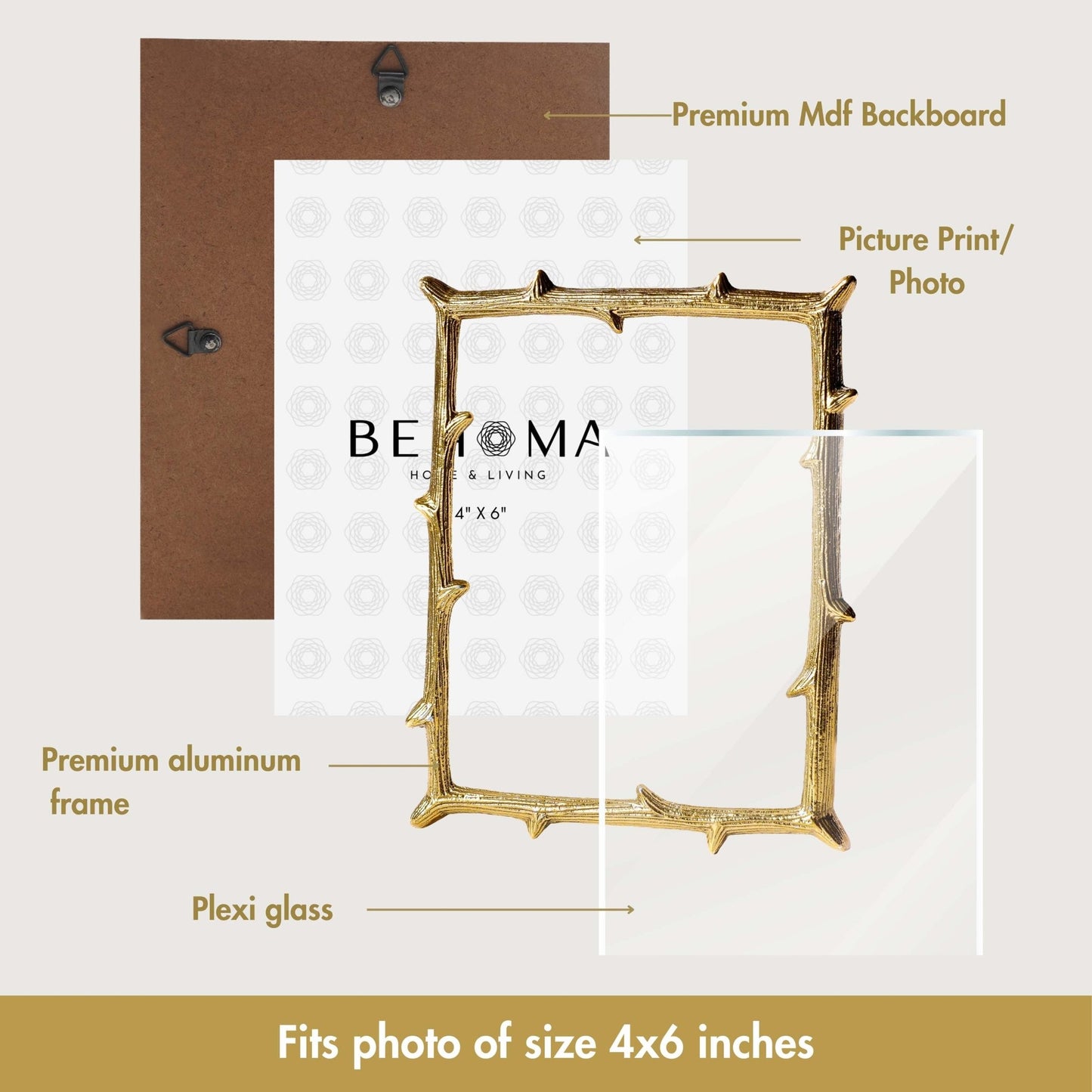 Metal Twig Frame, Gold - (4x6) - Behoma