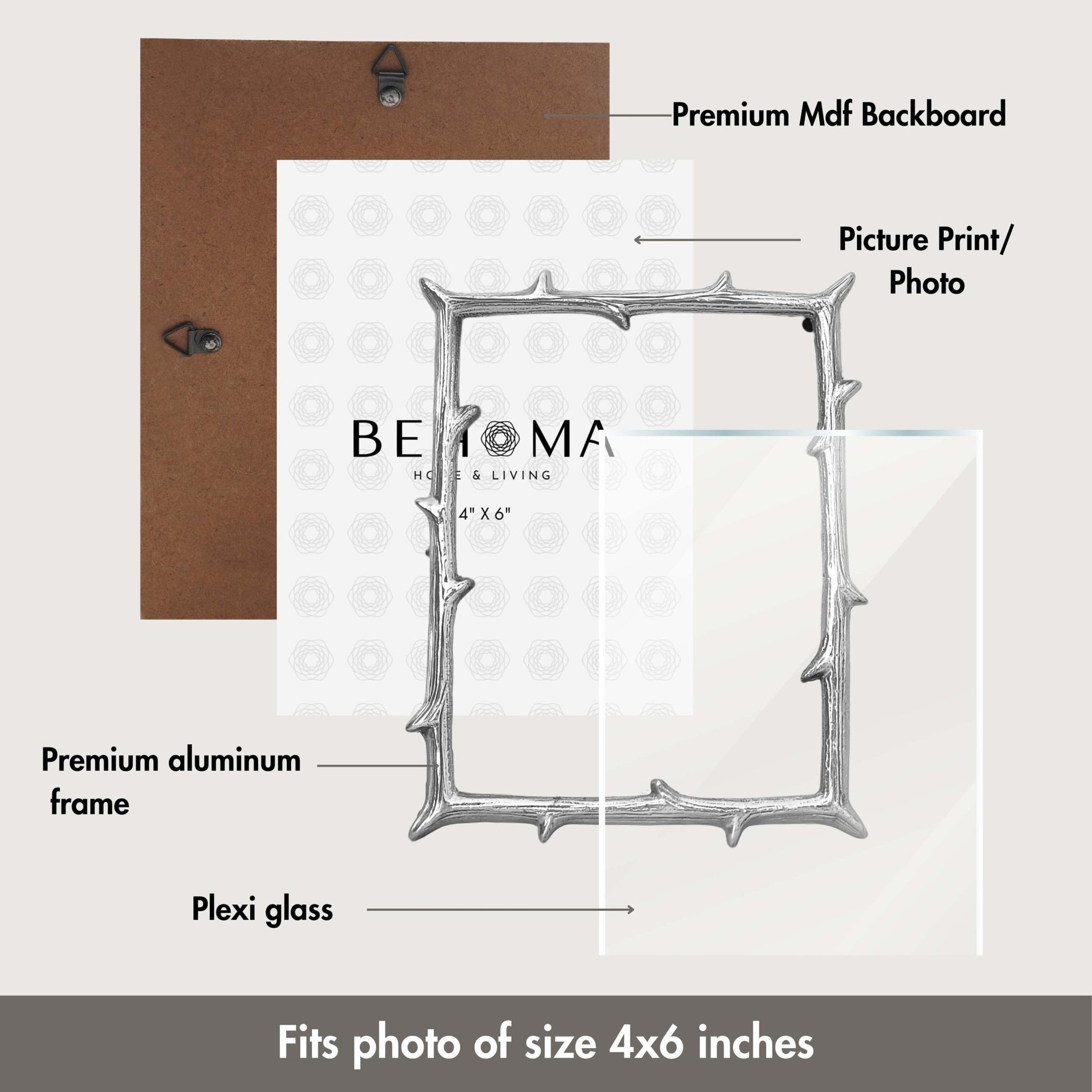 Metal Twig Frame, Silver - Set of 2 (6x8 & 4x6) - Behoma