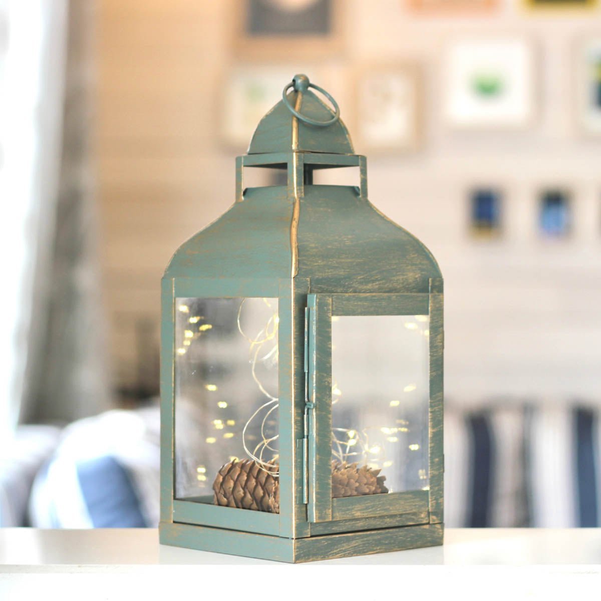 Miami Lantern, Rustic Dusk Green - 11.4''X 5.3'' - Behoma