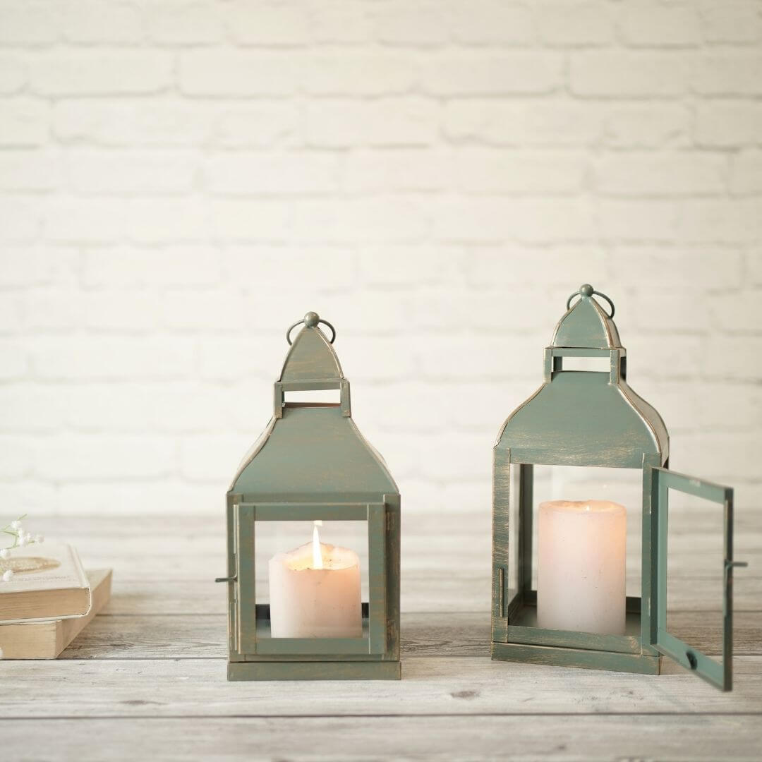 Miami Lantern, Rustic Dusk Green - 11.4''X 5.3'' - Behoma