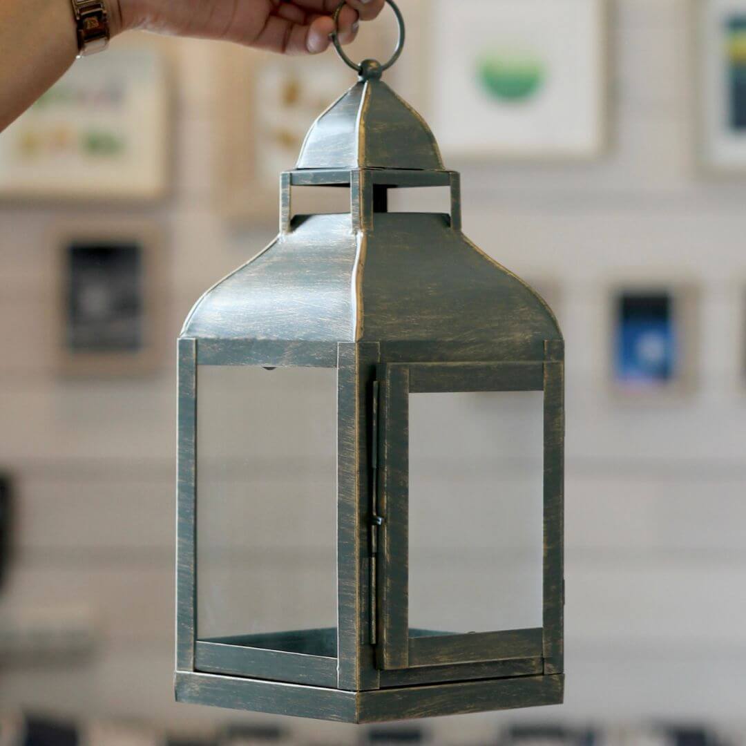 Miami Lantern, Rustic Dusk Green - 11.4''X 5.3'' - Behoma