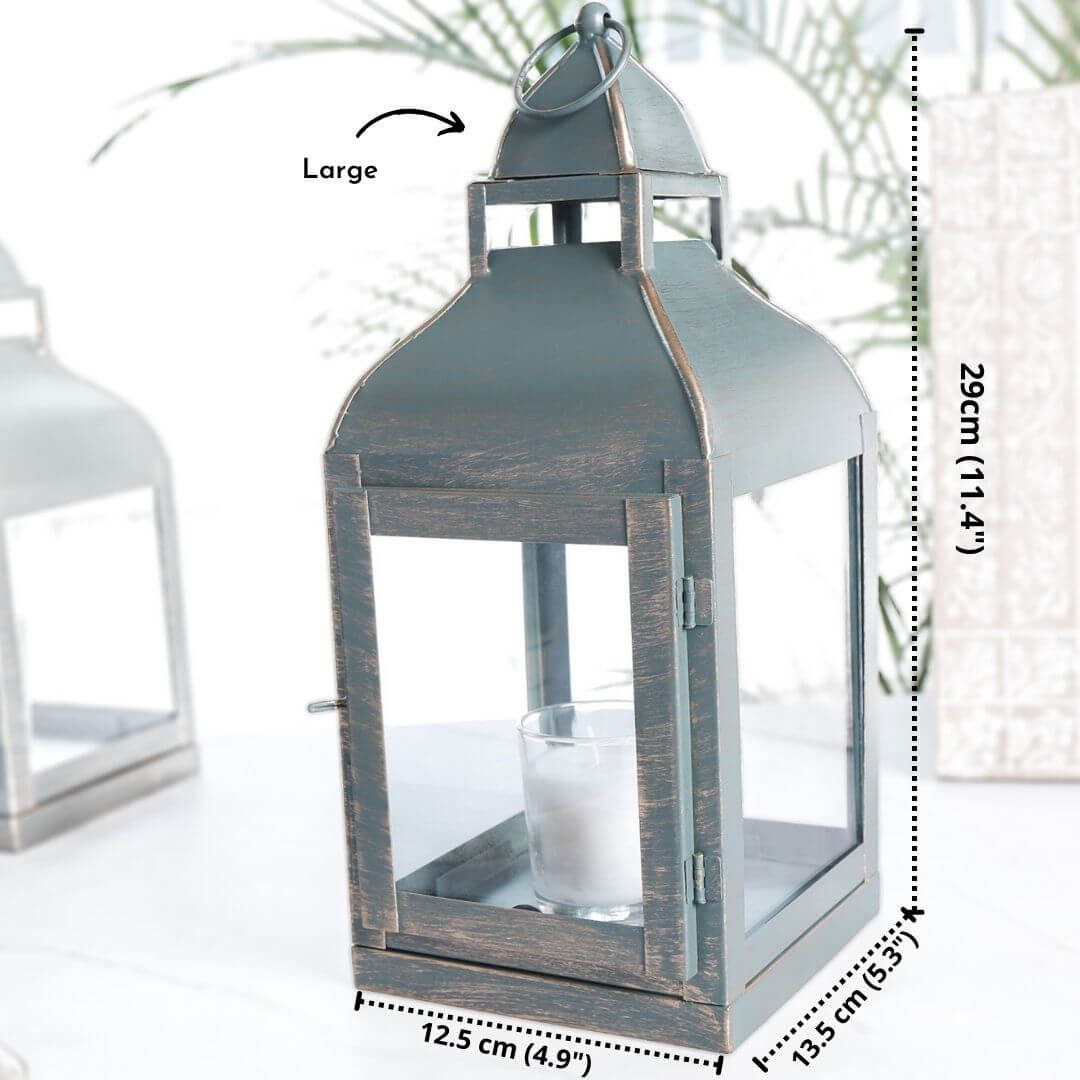 Miami Lantern, Rustic Dusk Green - 11.4''X 5.3'' - Behoma