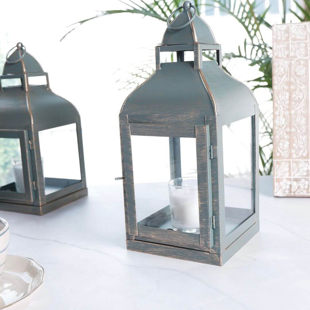 Miami Lantern, Rustic Dusk Green - 11.4''X 5.3'' - Behoma