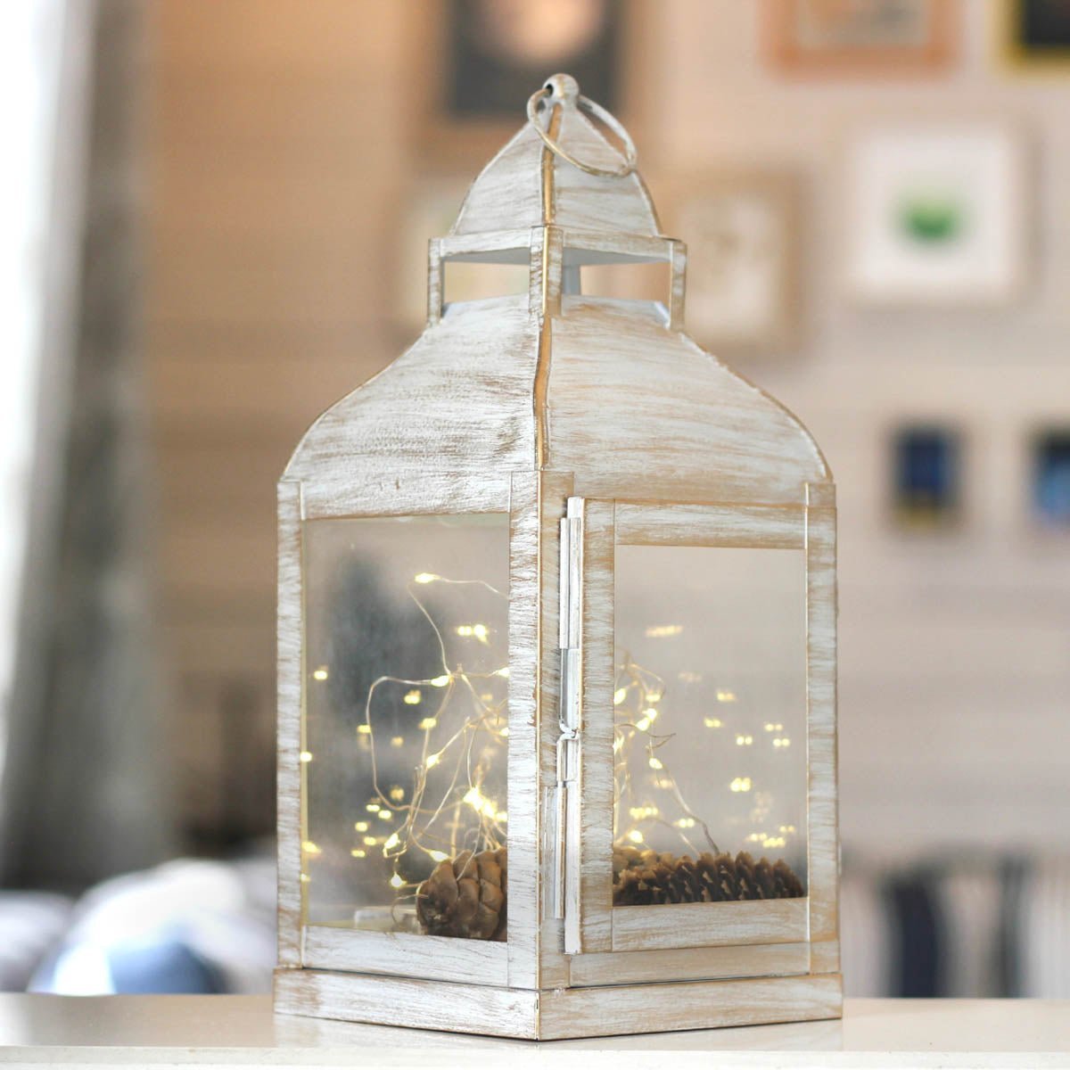 Miami Lantern, Rustic White - 10.8''X 5.3'' - Behoma