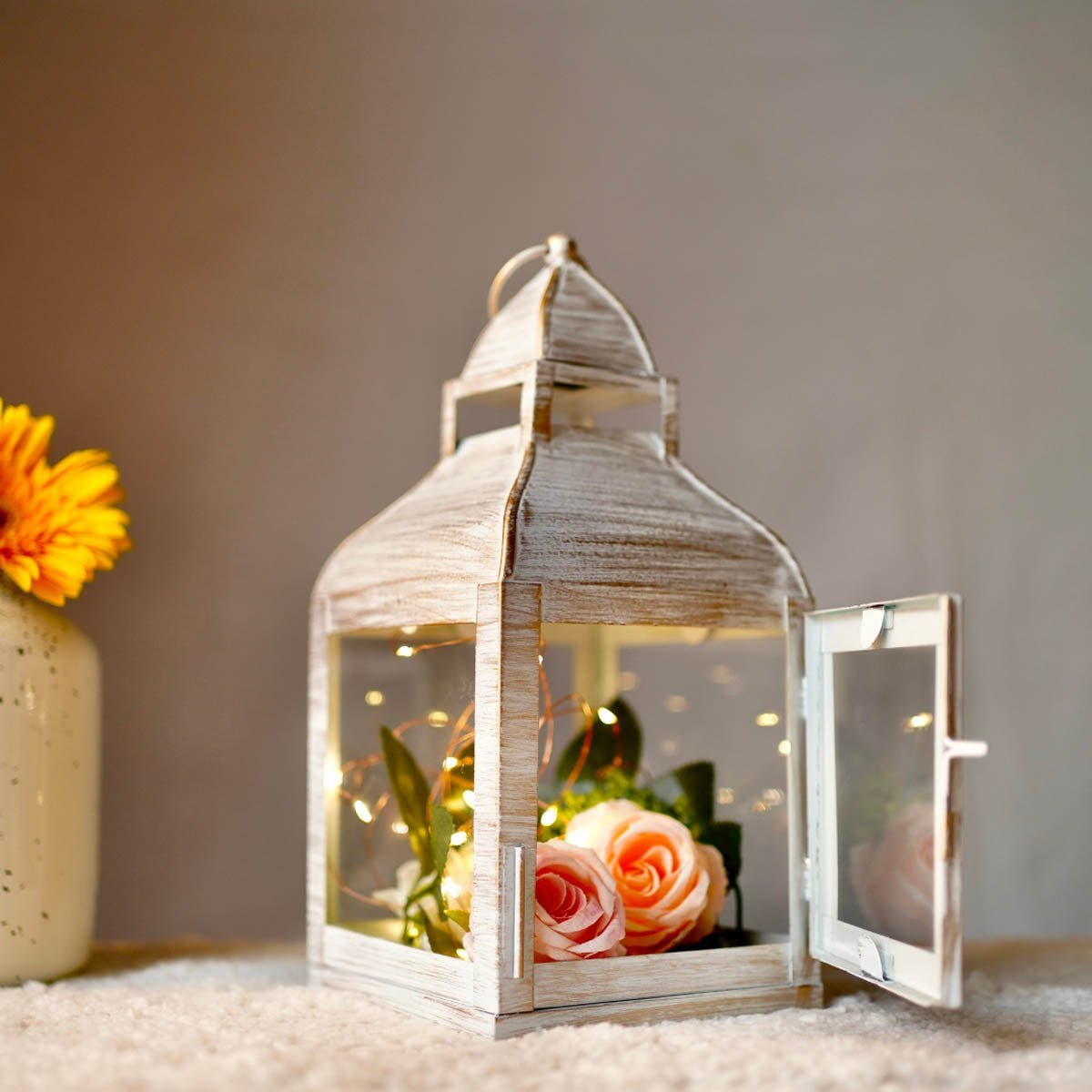 Miami Lantern, Rustic White - 10.8''X 5.3'' - Behoma