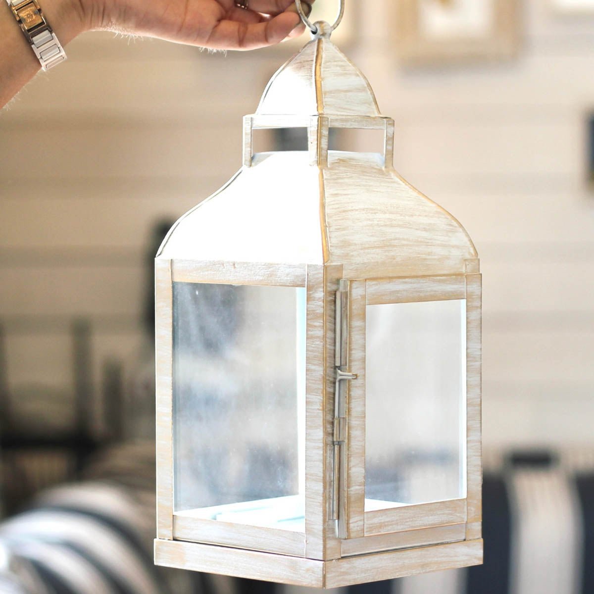 Miami Lantern, Rustic White - 10.8''X 5.3'' - Behoma