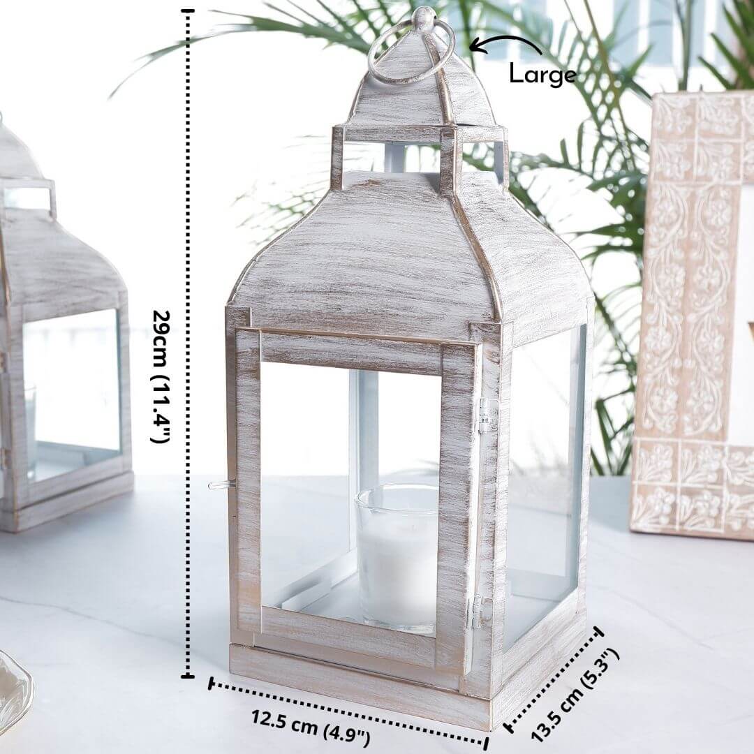 Miami Lantern, Rustic White - 10.8''X 5.3'' - Behoma