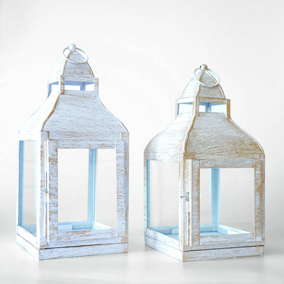 Miami Lantern, Rustic White - 11.4''X 5.3'' - Behoma