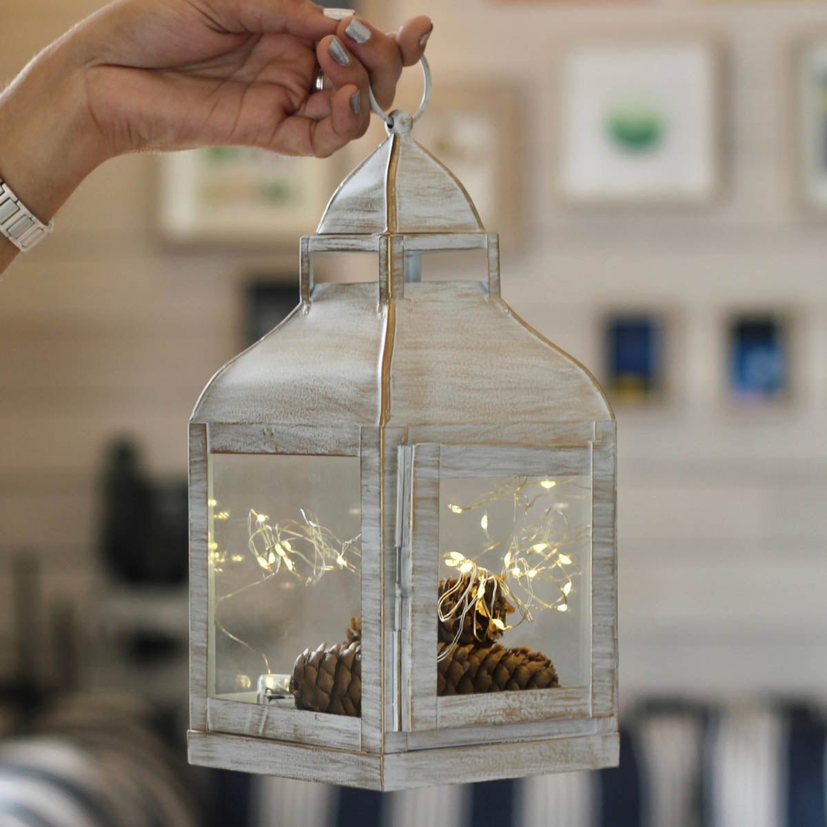 Miami Lantern, Rustic White - 11.4''X 5.3'' - Behoma