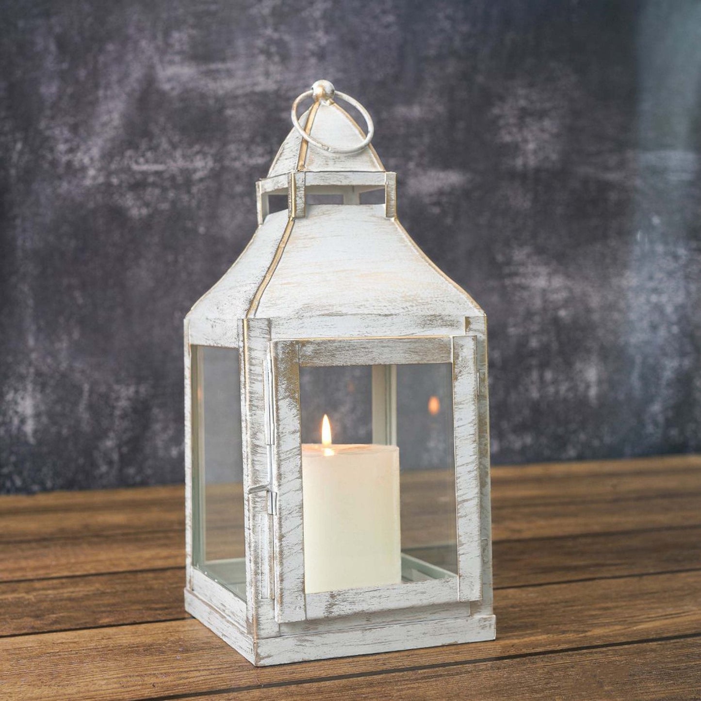 Miami Lantern, Rustic White - 11.4''X 5.3'' - Behoma