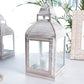 Miami Lantern, Rustic White - Set - 11.4'' & 10.8'' - Behoma