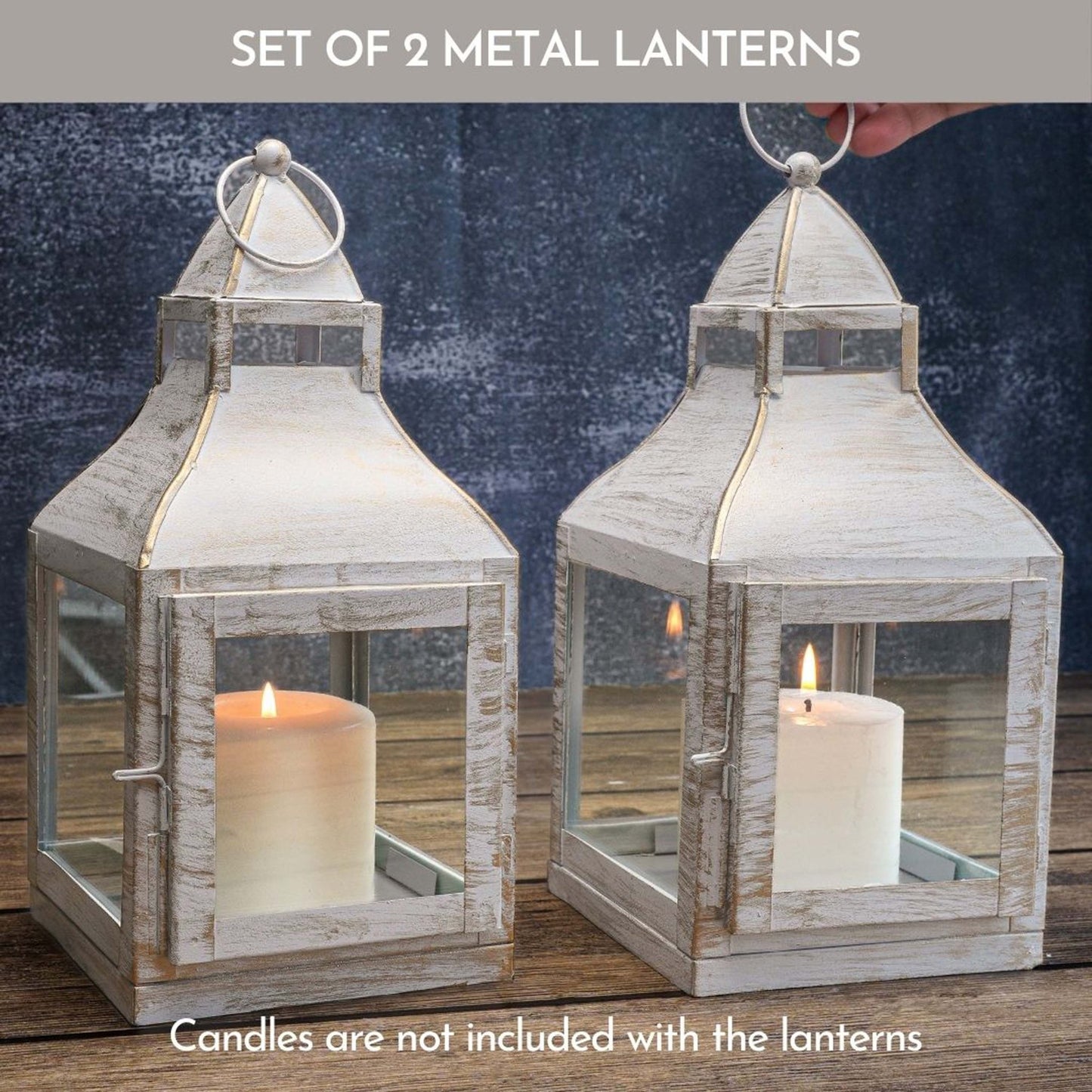 Miami Lantern, Rustic White - Set - Behoma