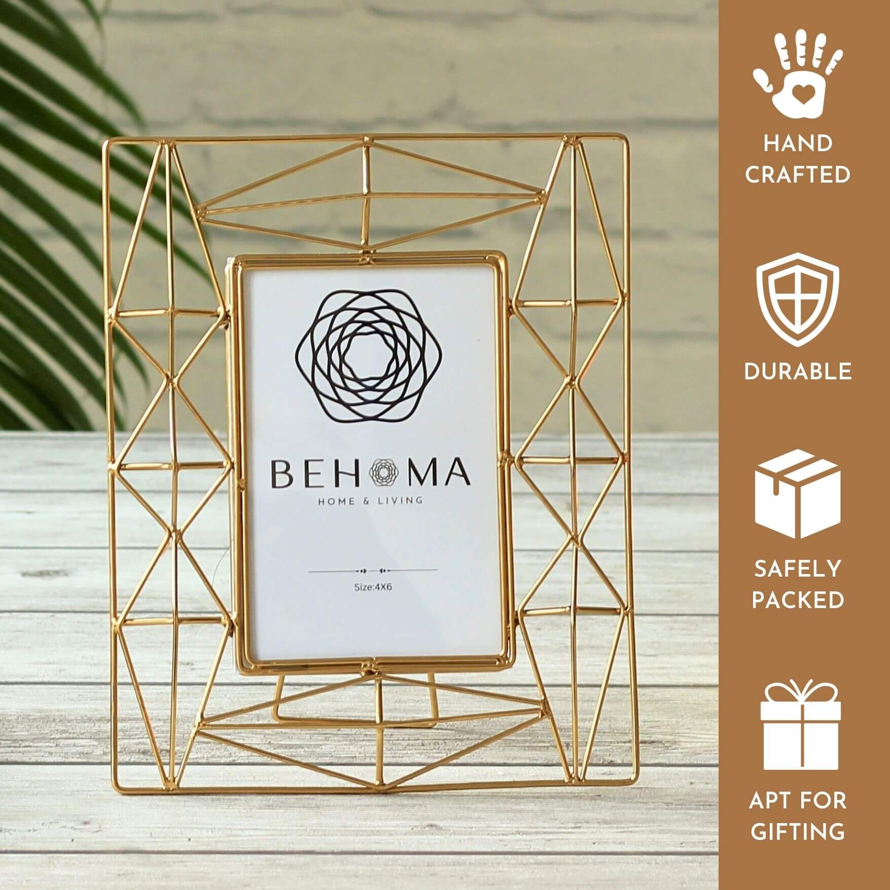 Modern Geometric Frame, 4x6 - Gold - Behoma