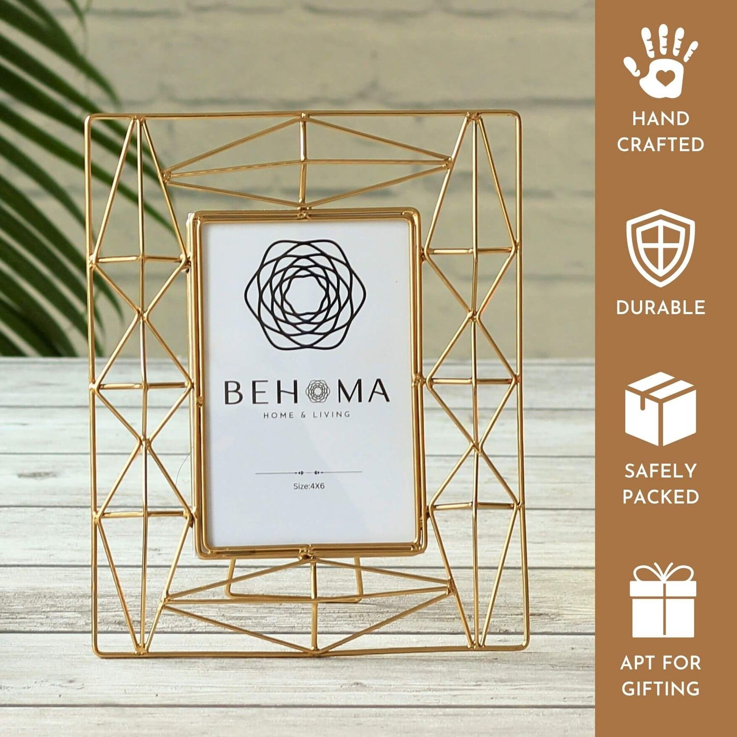 Modern Geometric Photo Frame, 5x7 - Gold - Behoma