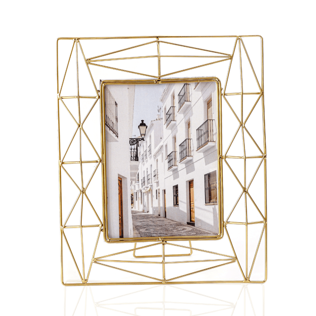 Modern Geometric Photo Frame, 5x7 - Gold - Behoma