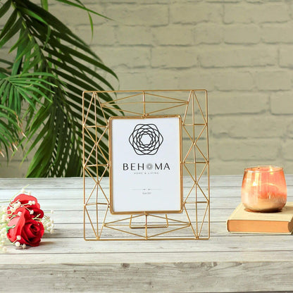 Modern Geometric Photo Frame, 5x7 - Gold - Behoma