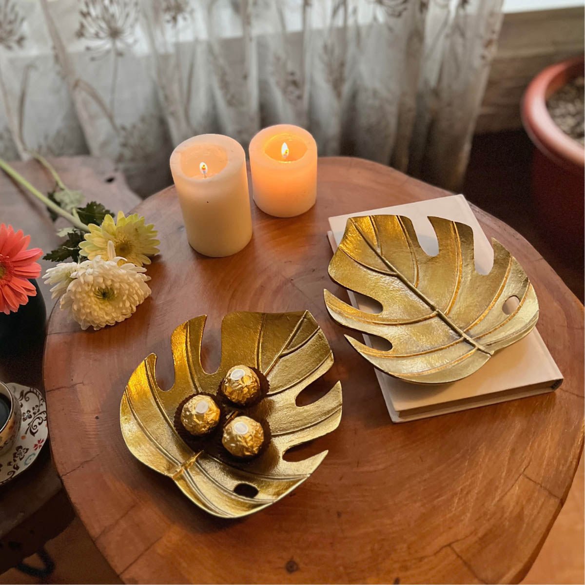 Monstera Leaf Tray Set, Metal - Behoma