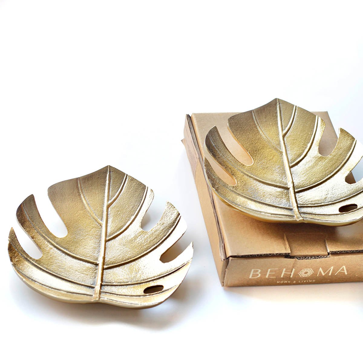 Monstera Leaf Tray Set, Metal - Behoma