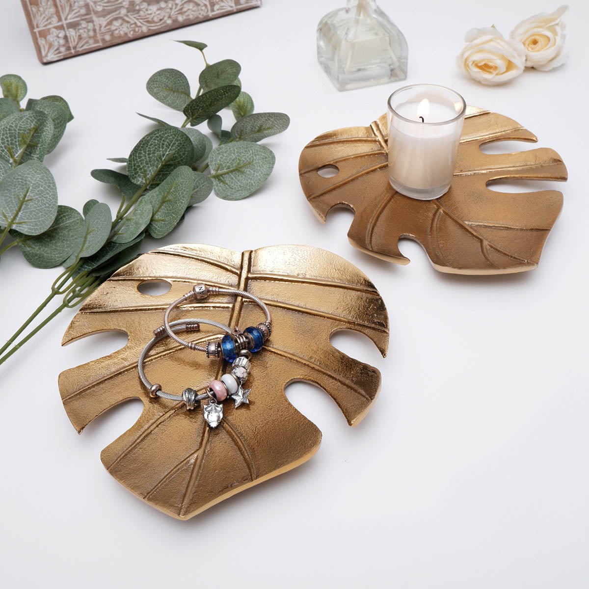 Monstera Leaf Tray Set, Metal - Behoma