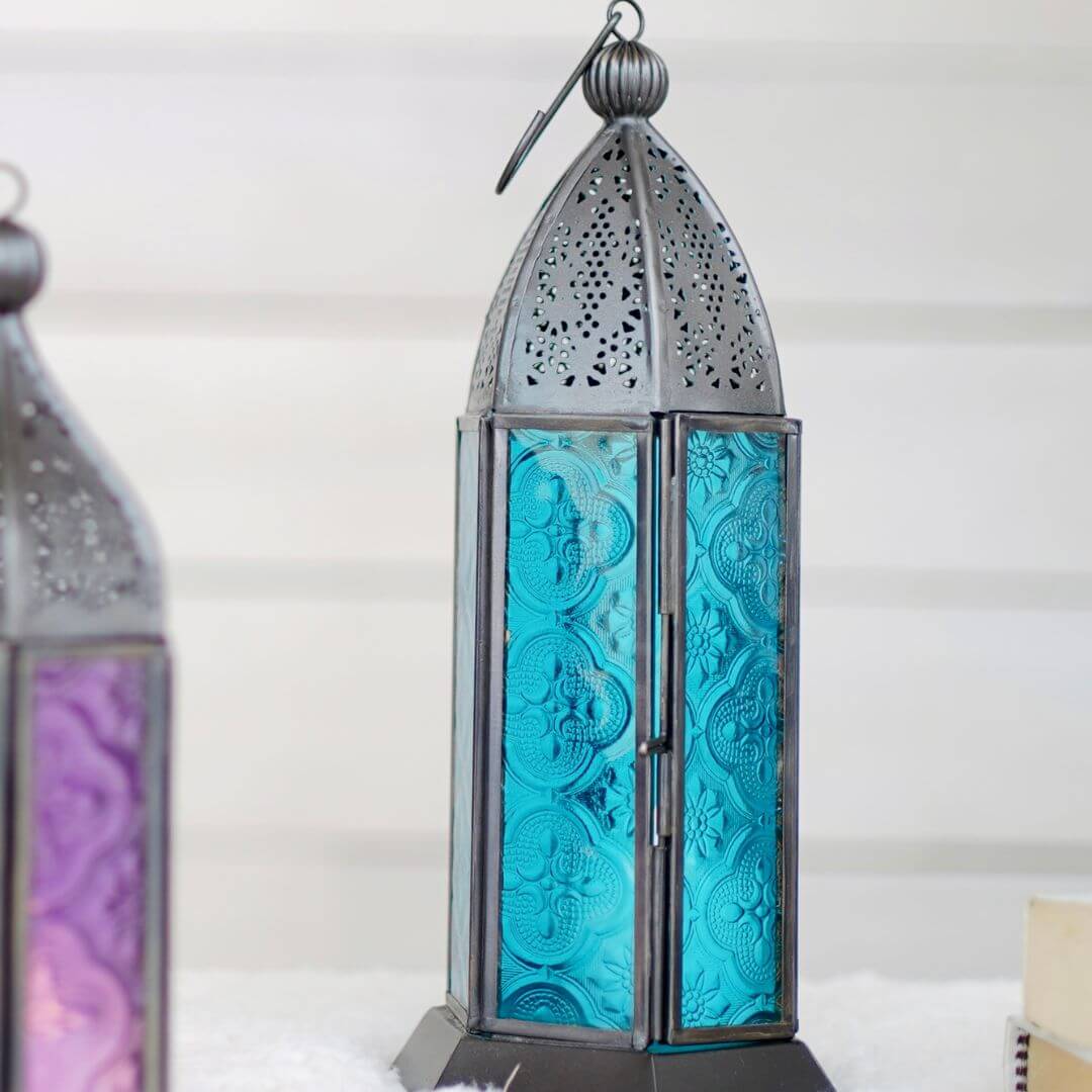 Moroccan Lanterns, Blue - 9.2''X 4.1'' - Behoma