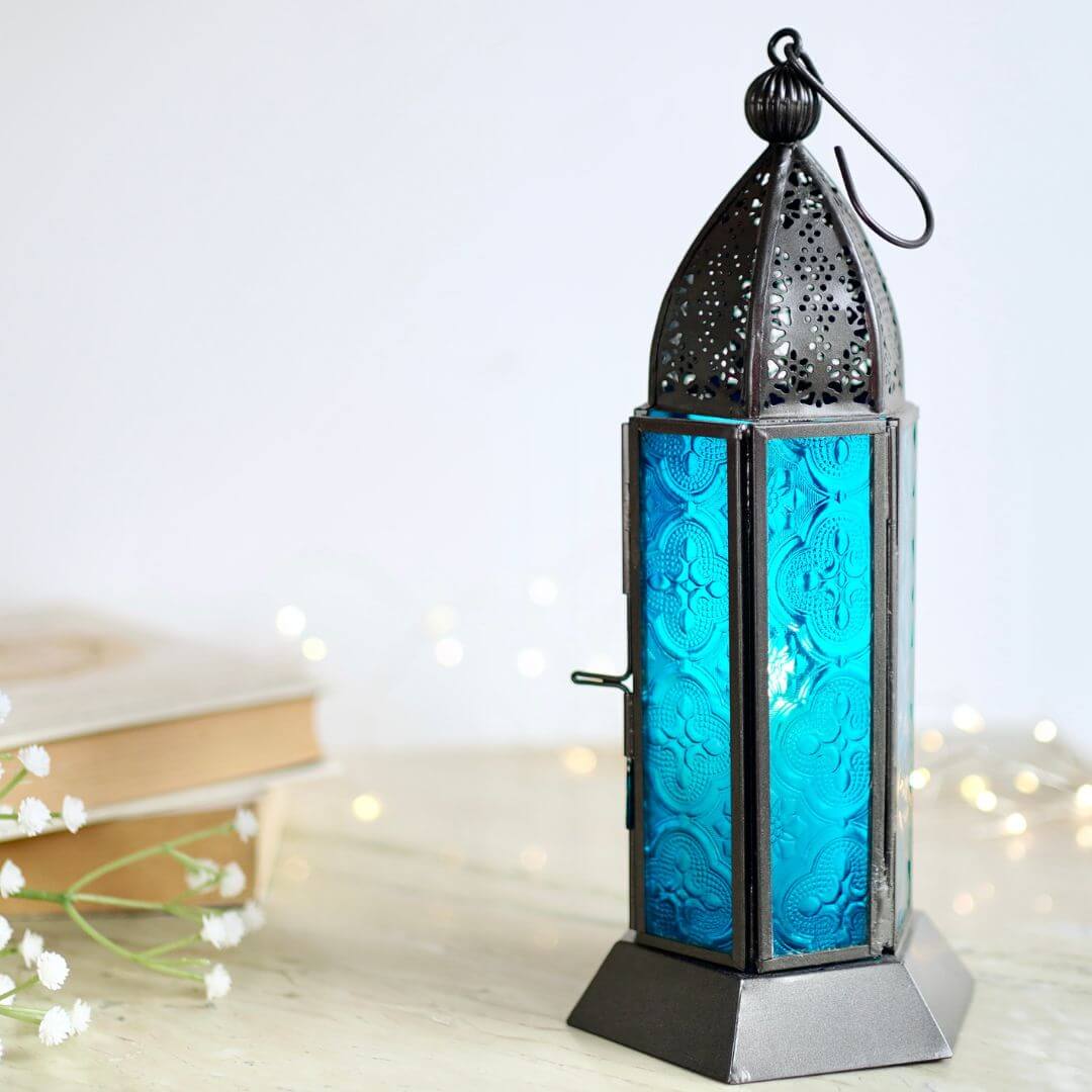 Moroccan Lanterns, Blue - 9.2''X 4.1'' - Behoma