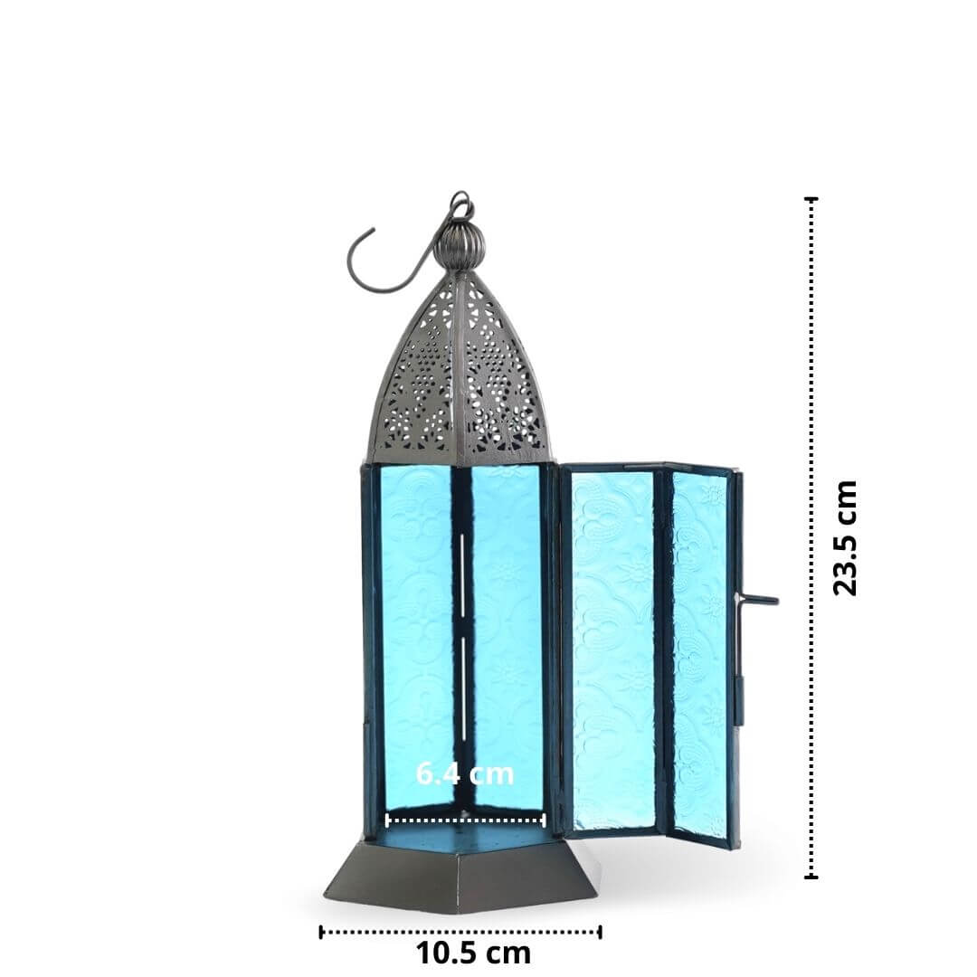 Moroccan Lanterns, Blue - 9.2''X 4.1'' - Behoma