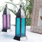 Moroccan Lanterns, Blue & Lilac, Set of 2 - 7.4''X 2.5'' Each - Behoma