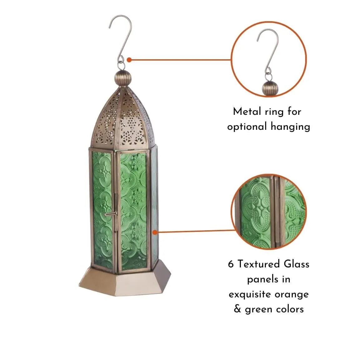 Moroccan Lanterns, Green - 9.2''X 4.1'' - Behoma