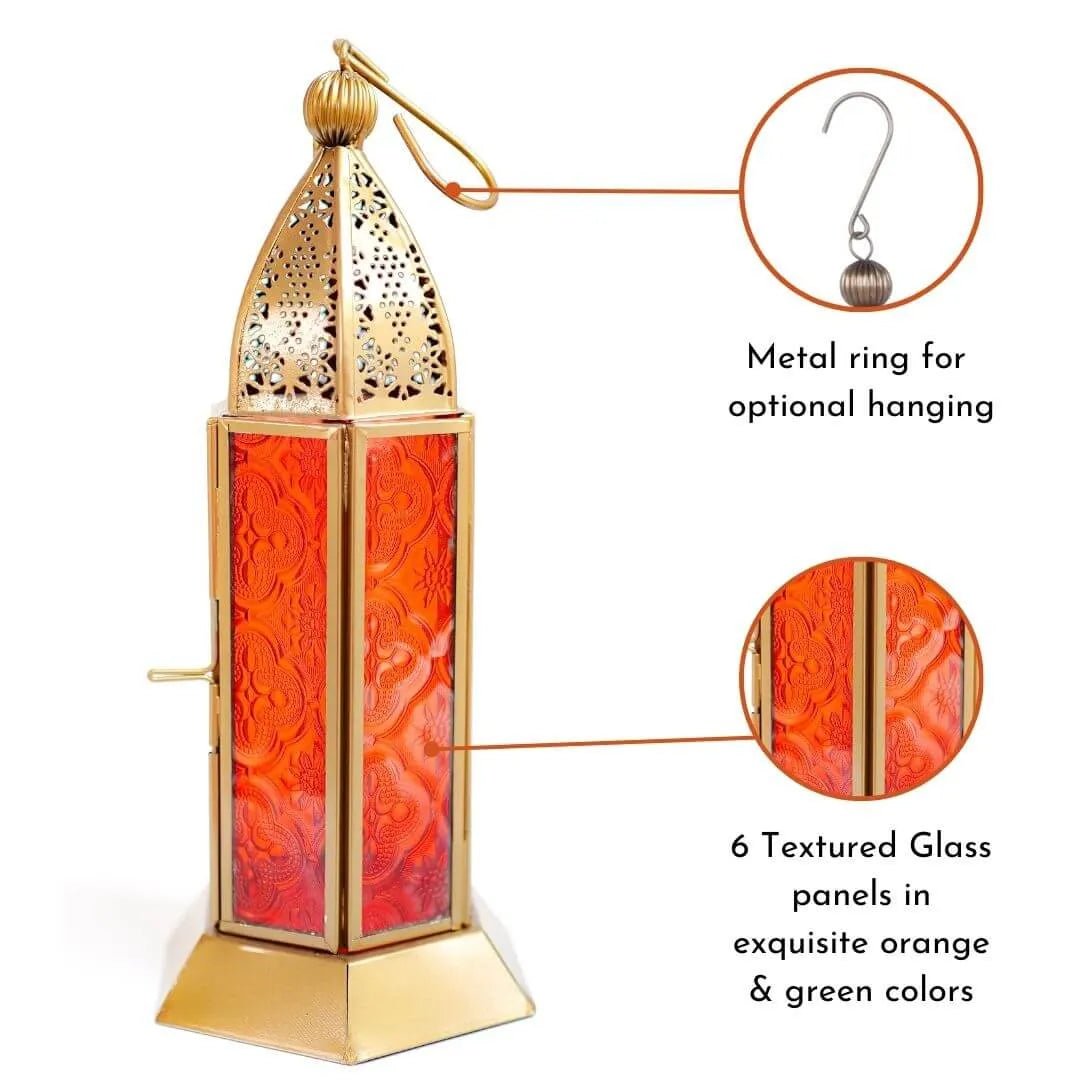 Moroccan Lanterns, Orange - 9.2''X 4.1'' - Behoma