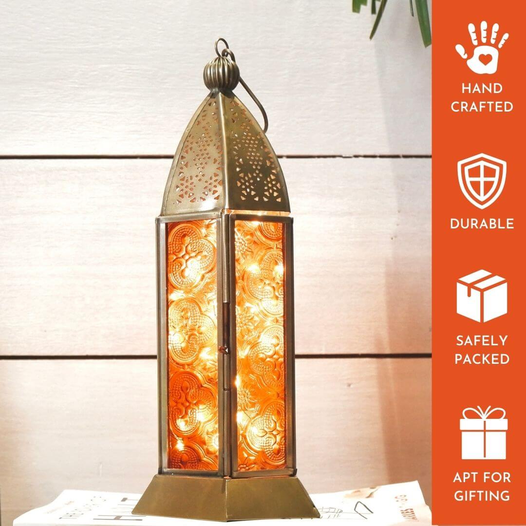 Moroccan Lanterns, Orange - 9.2''X 4.1'' - Behoma