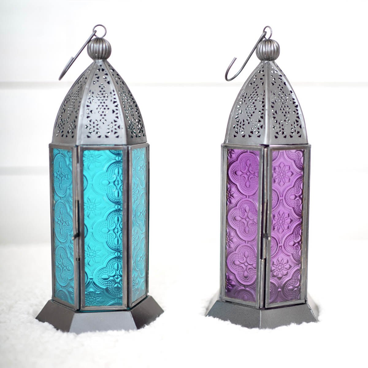 Moroccan Lanterns Set of 2 - Blue & Lilac - Behoma