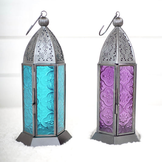 Moroccan Lanterns Set of 2 - Blue & Lilac - Behoma