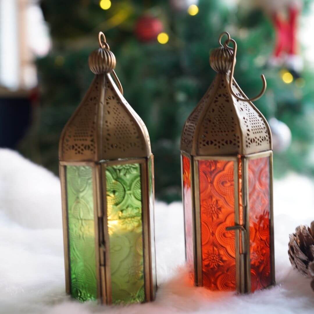 Moroccan Metal Lanterns, Set - 7.4''X 2.5'' - Behoma