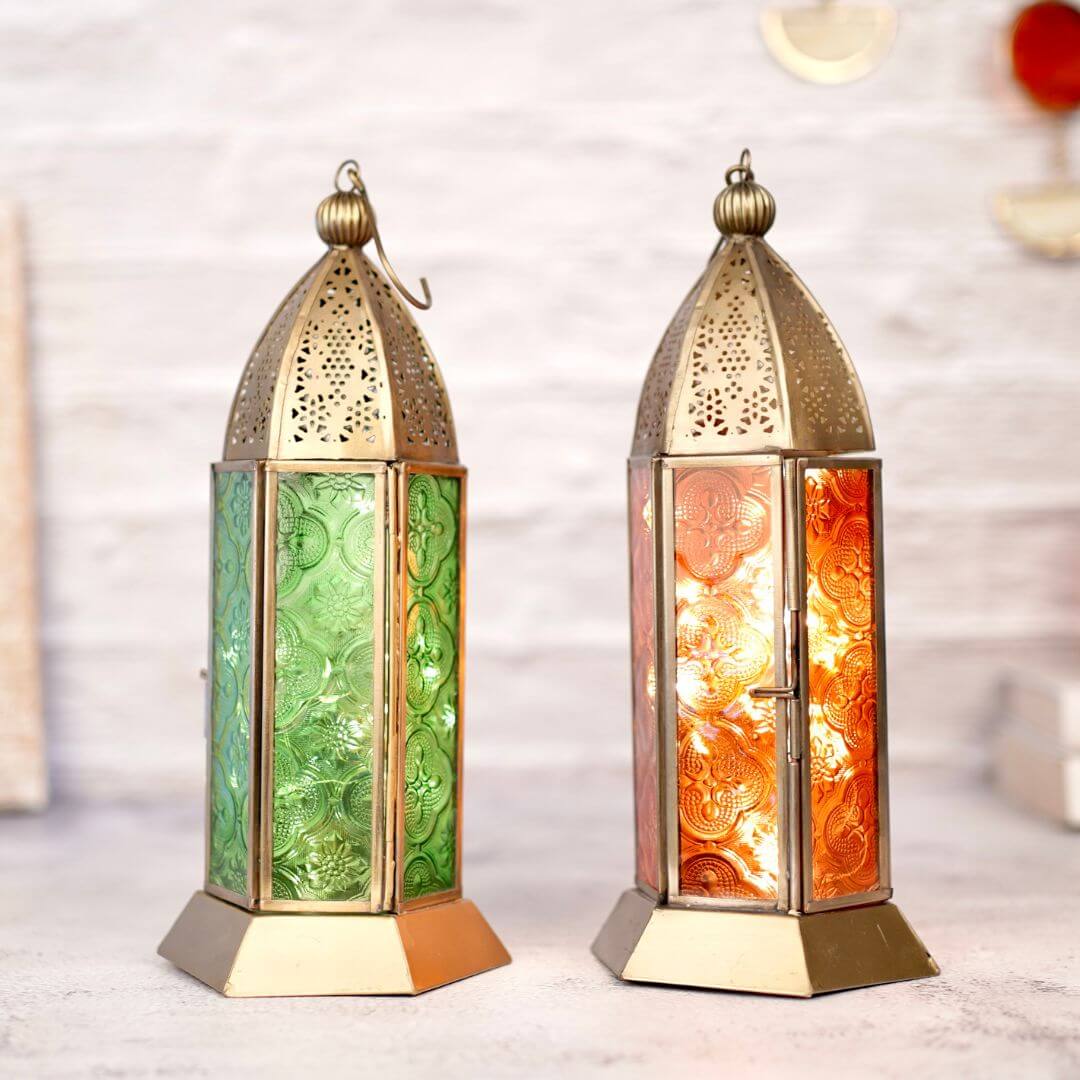 Moroccan Metal Lanterns, Set - 7.4''X 2.5'' - Behoma