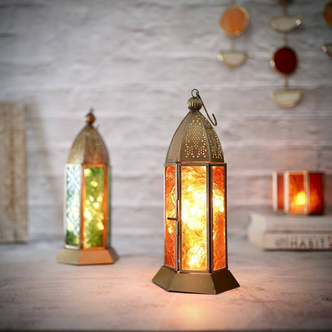 Moroccan Metal Lanterns, Set - 7.4''X 2.5'' - Behoma