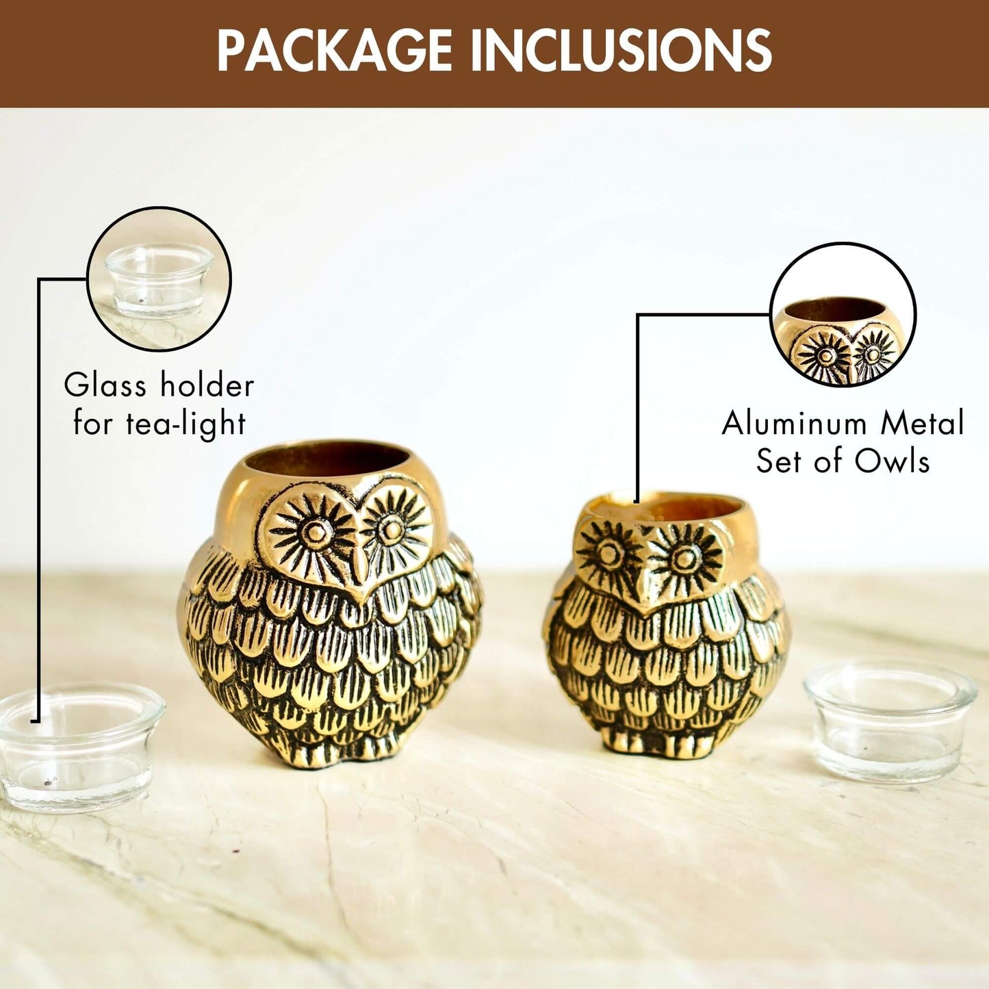 Owls Pair Candle Holder Set - Behoma