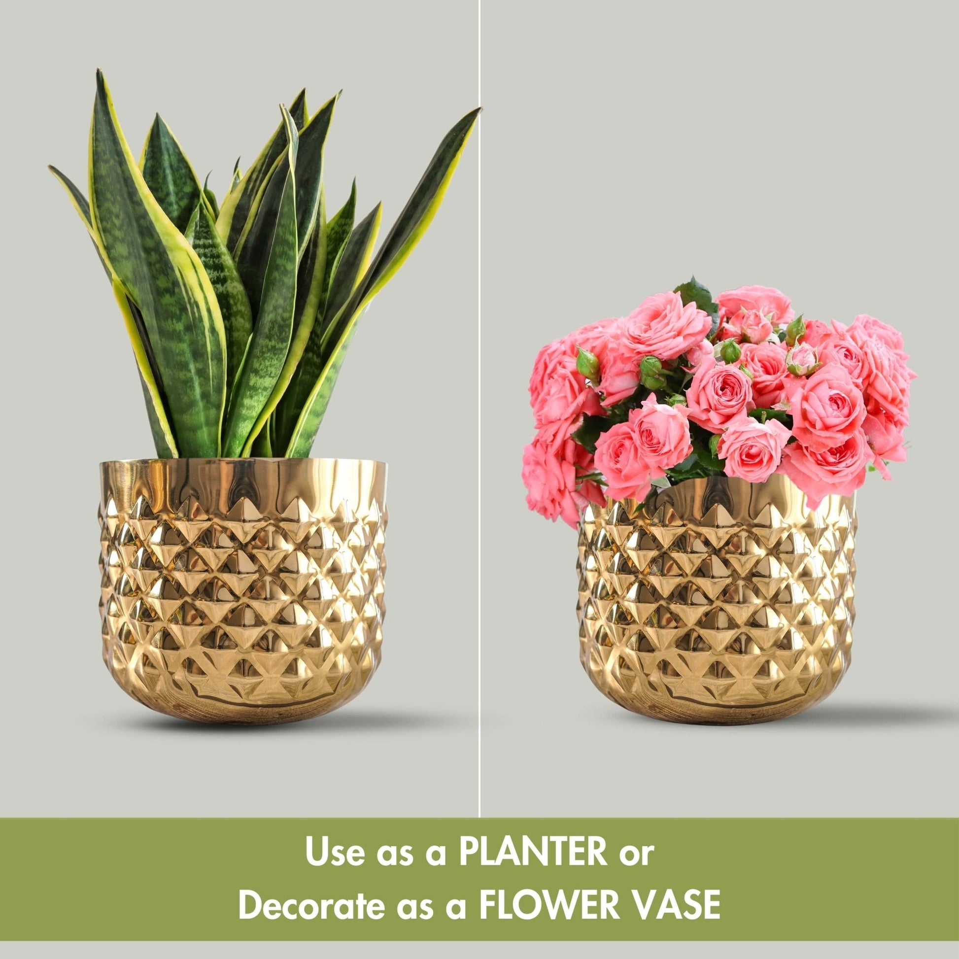 Pineapple Metal Planter, Gold - Behoma