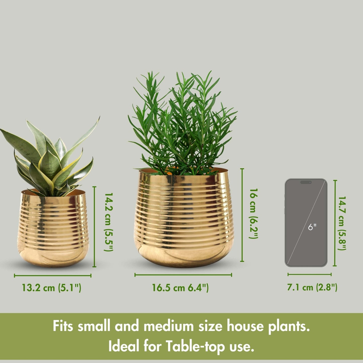 Ribbed Metal Planter Set - Behoma