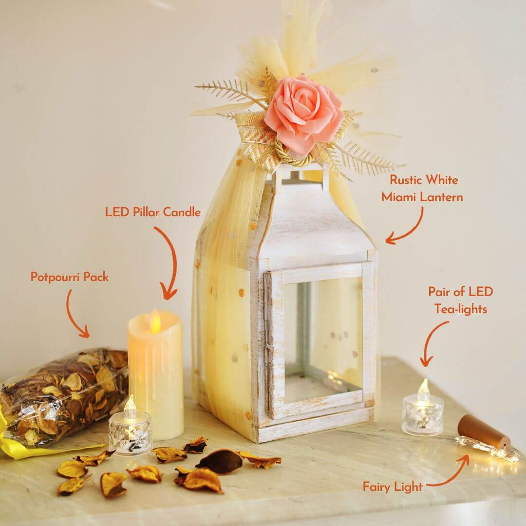 RUSTIC WHITE LANTERN HAMPER - Behoma