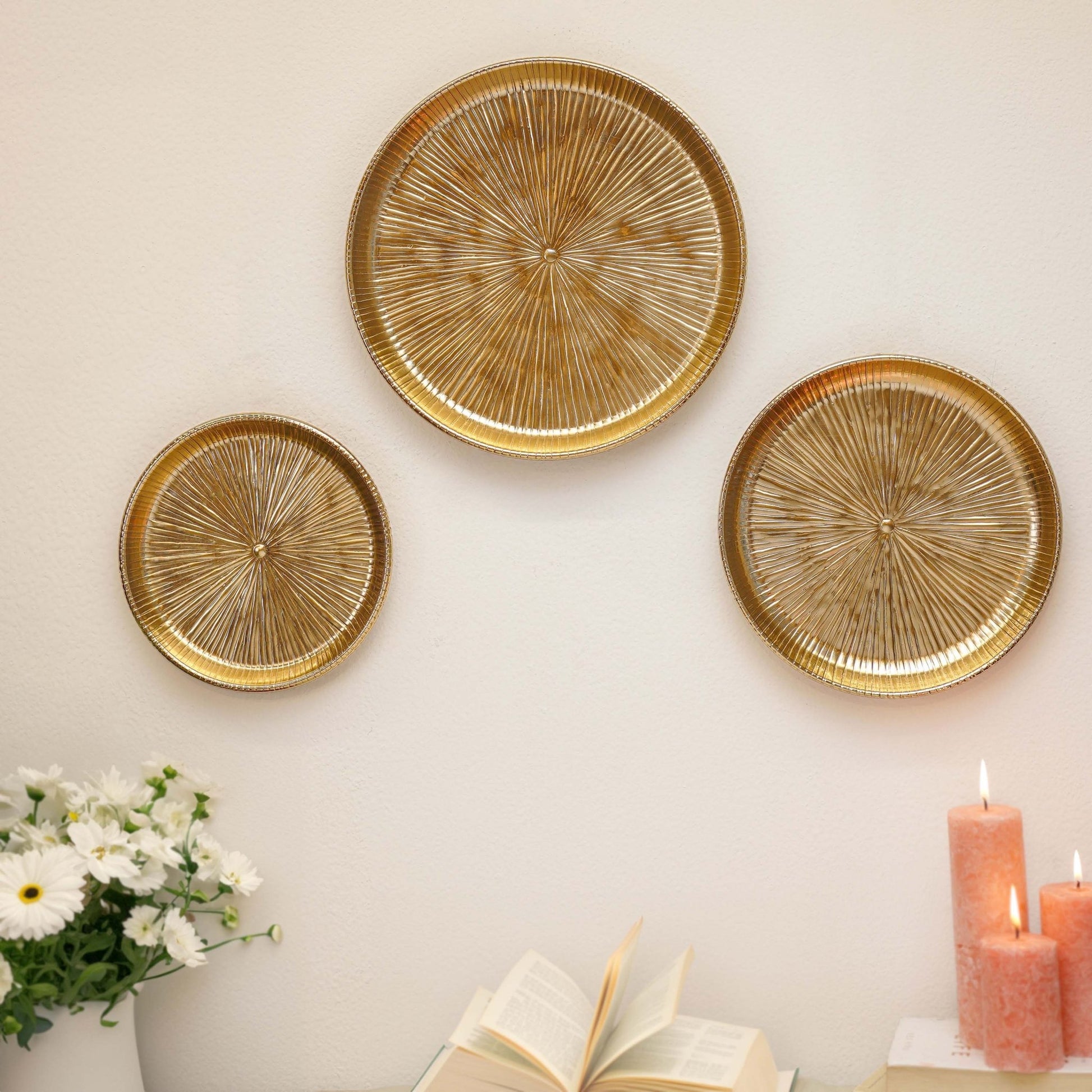 Sunburst Metal Wall Plates, Set of 3 - Behoma