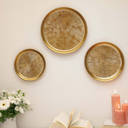 Sunburst Metal Wall Plates, Set of 3 - Behoma